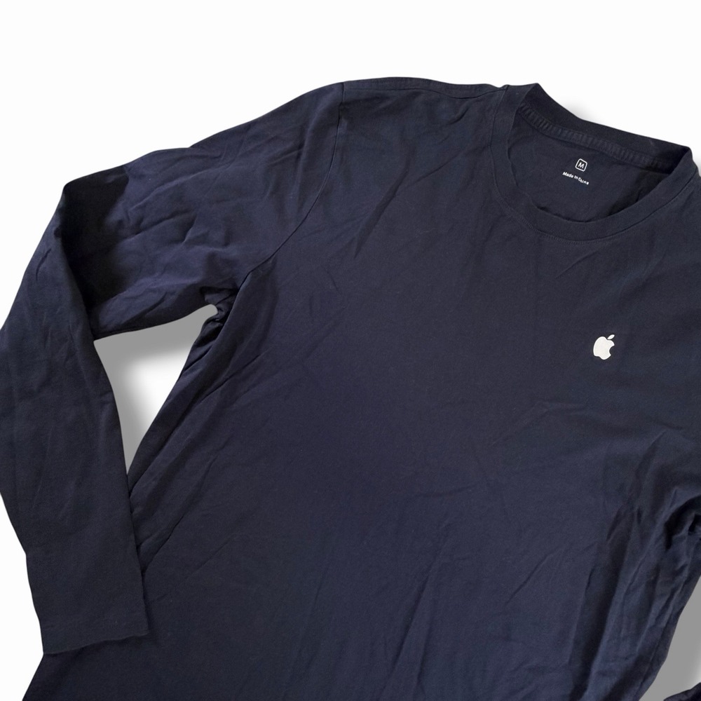 Official Apple Store Employee Logo Unisex T Shirt Long Sleeve Blue Medium M Navy - Picture 4 of 10